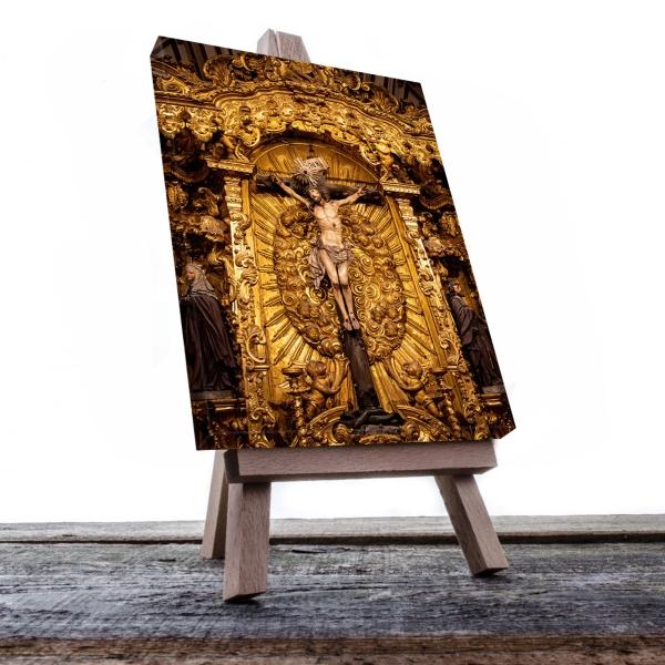 Cuadro Decorativo Canvas Religioso Crusifixion Jesucristo tallado en Madera