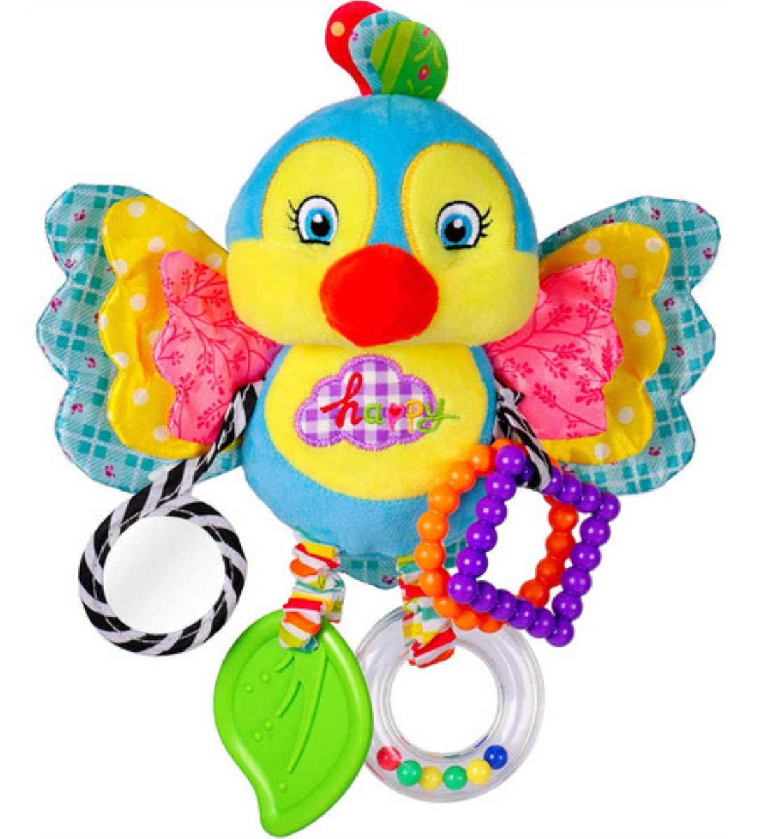 Juguete Peluche Sonaja Y Mordedera Bebé Para Carriola, Cuna Multicolor