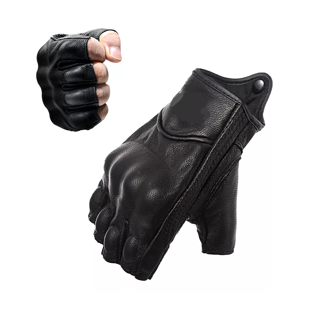 Guantes De 100% Piel De Cabra De Medio Dedo Para Moto Talla  XL