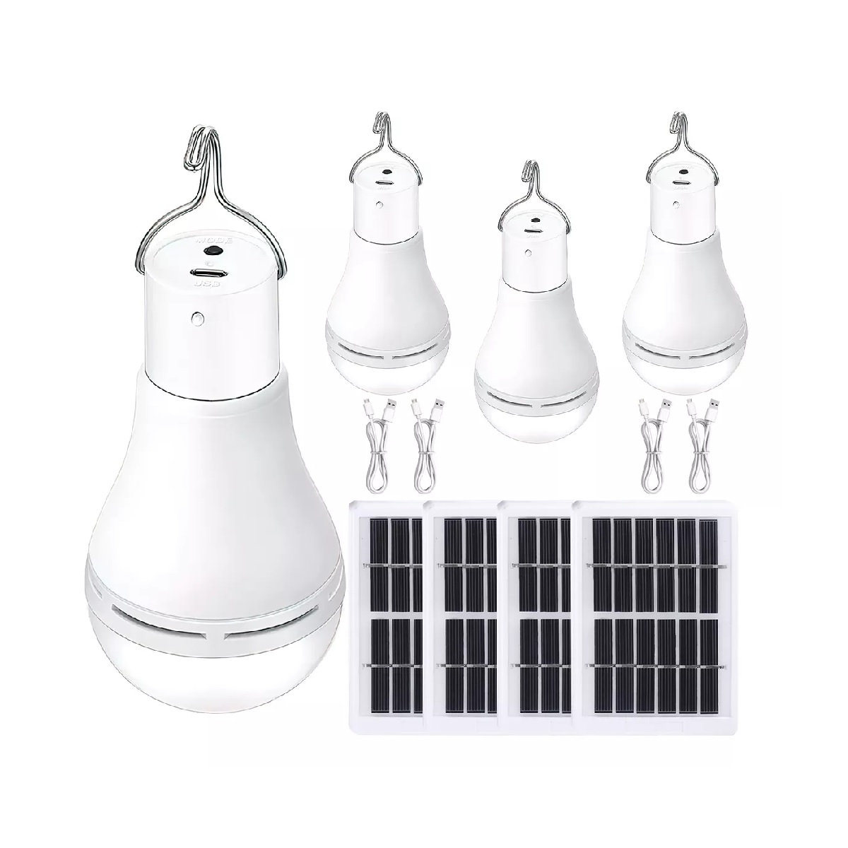 Luz De Emergencia Usb Solar Recargable Y Extraíble 100w 4pzs