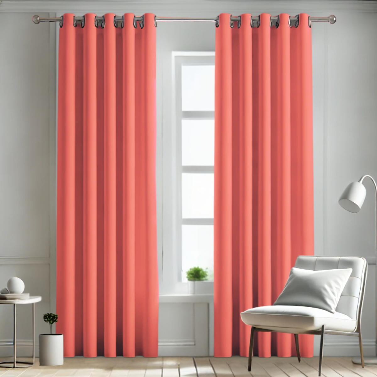 Cortina BlackOut Rebeca - 2 Paneles calidad Premium 95% Oscuridad- 290 x 230 cm de altura - Color Naranja Coral