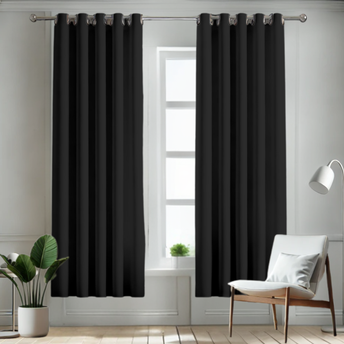 Cortina BlackOut Rebeca - 2 Paneles calidad Premium 95% Oscuridad- 274 x 213 cm de altura - Color Negro