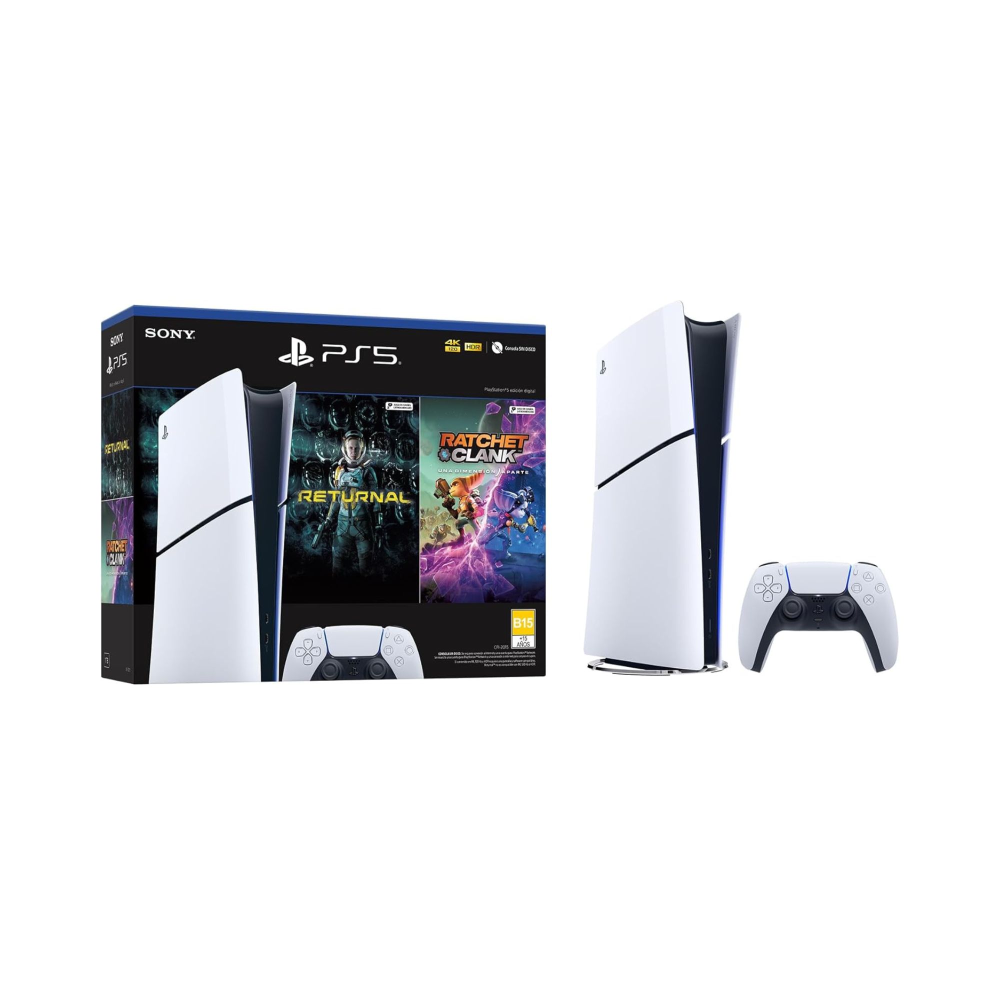 PlayStation 5 Slim, Digital Edition, 1 TB, Bundle 2 Juegos Digitales, incluye 1 Control Inalámbrico, White