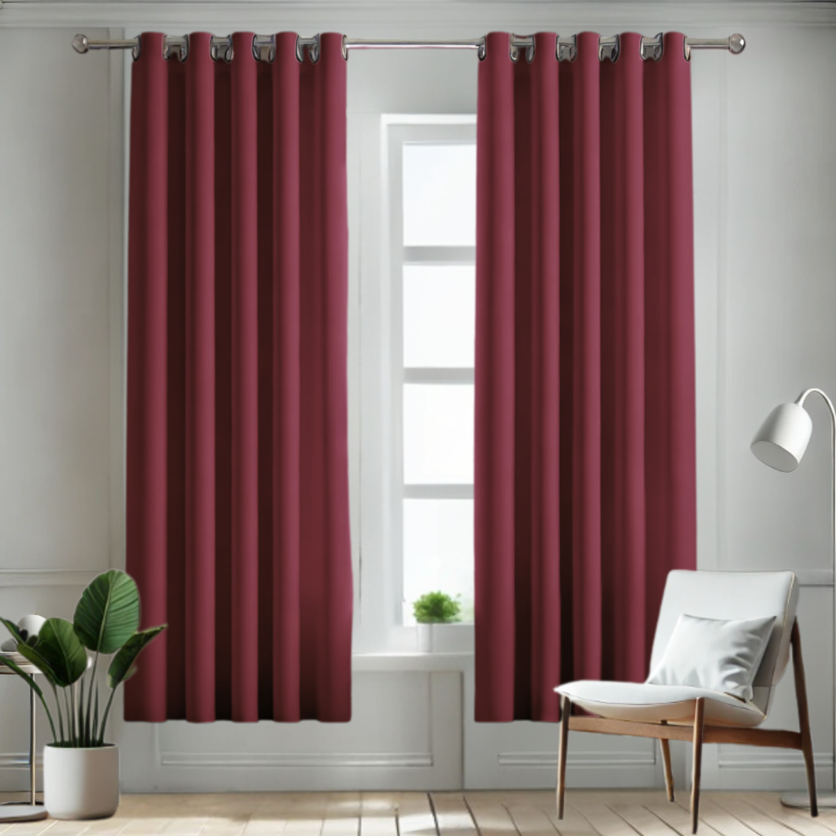 Cortina BlackOut Rebeca - 2 Paneles calidad Premium 95% Oscuridad- 274 x 213 cm de altura - Color Vino Tinto