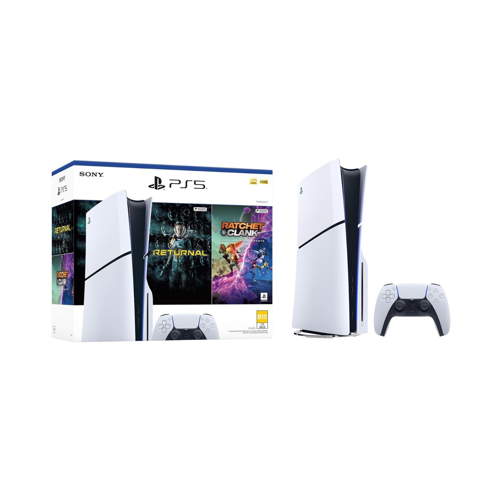 Playstation 5 Slim, Standar Edition, 1 TB, Bundle 2 Juegos Físicos, incluye 1 Control Inalámbrico, White