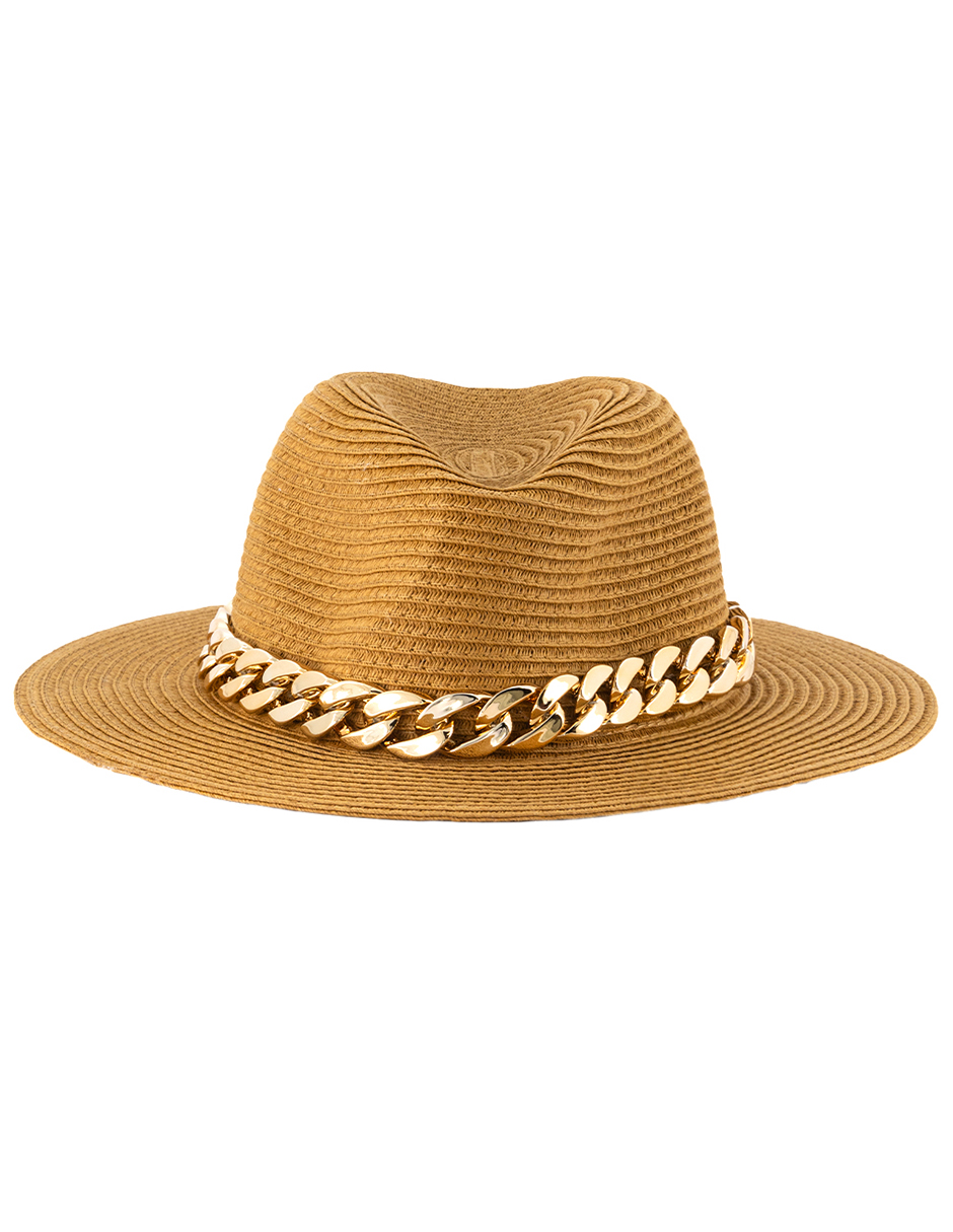 Sombrero Fedora Camel Detalle de Cadena 