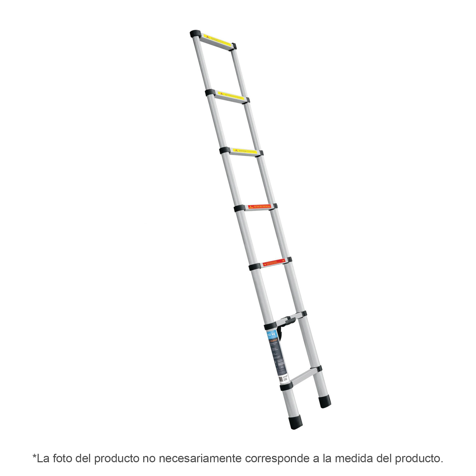 Escalera telescópica,13 peldaños, tipo II, capacidad 102kg