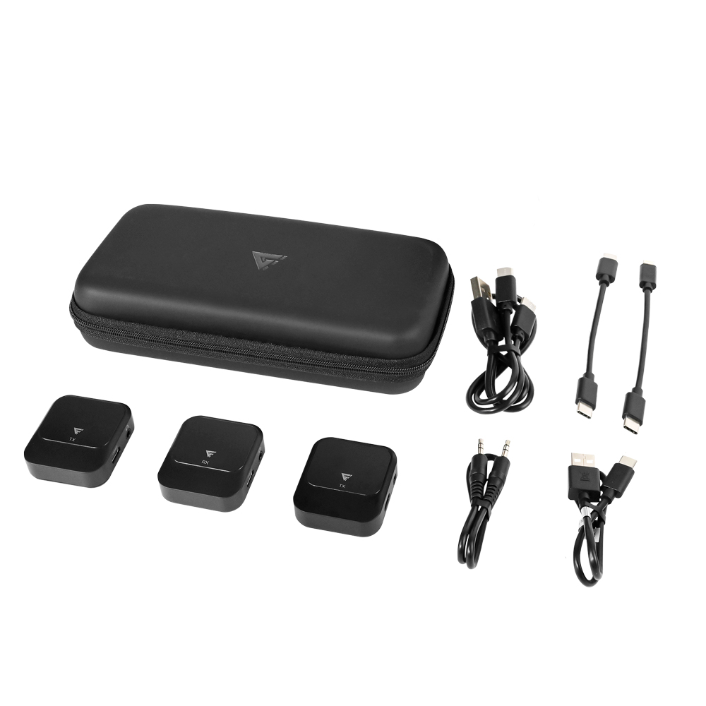 Kit 2 Microfonos Lavalier Game Factor USB C/2.4GHz/Canc De Ruido Negro (MCL650)