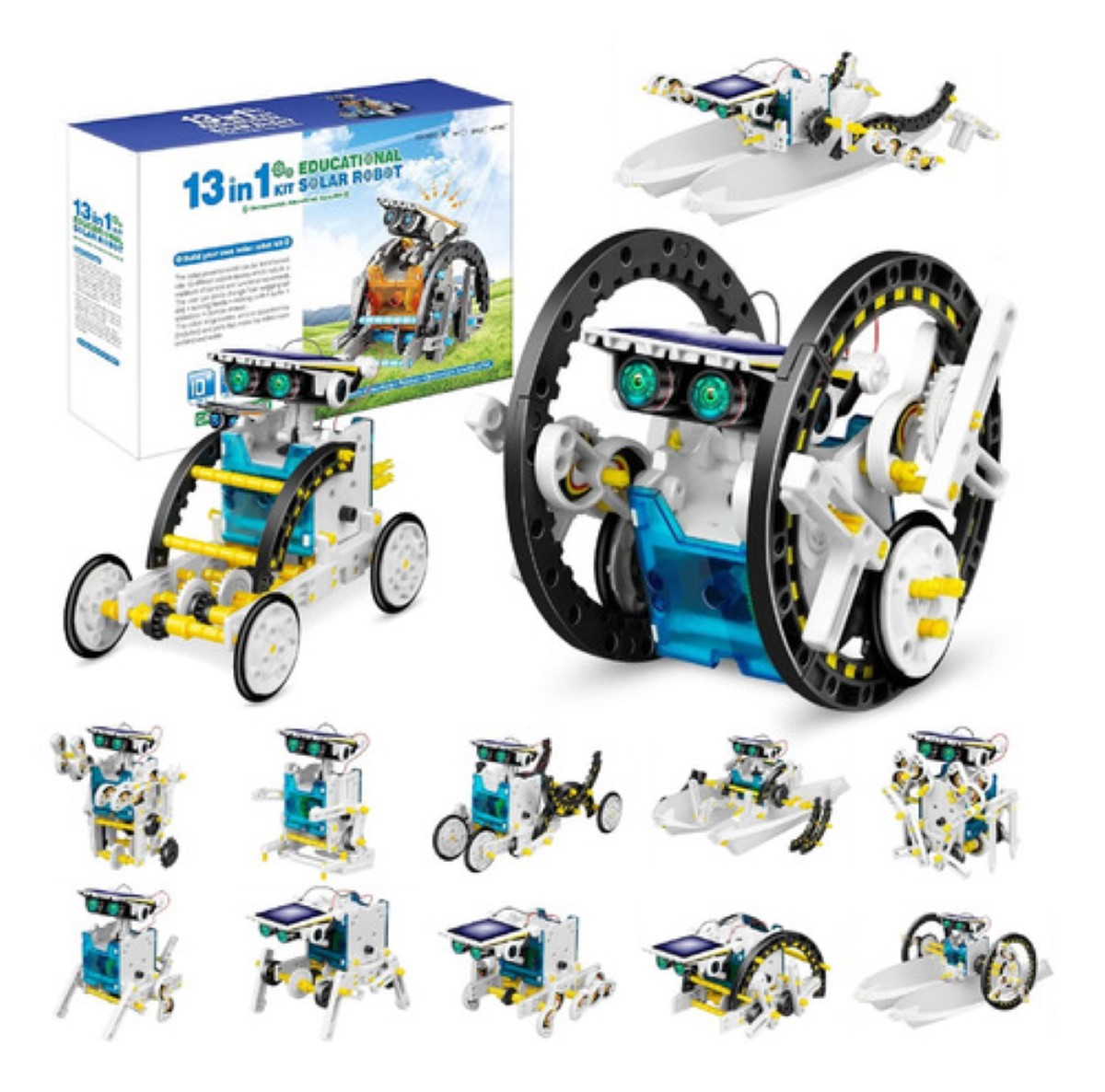 Juguete Educativo Robot Solar Regalo Para Niños 8 A 14 Años amarillo blanco azul