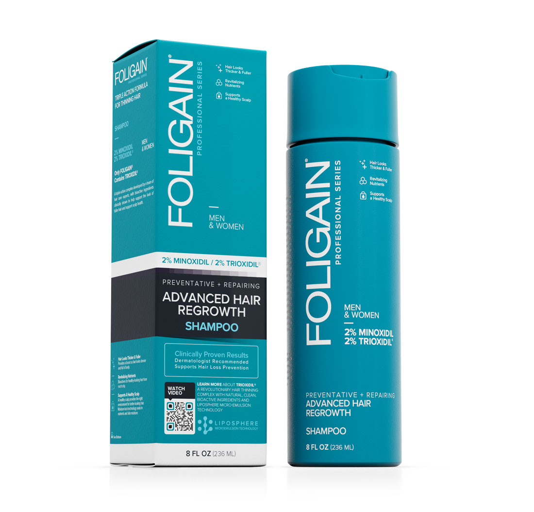 Foligain Minoxidil 2% Advanced Shampoo para el Recrecimineto del Cabello con 2% Trioxidil