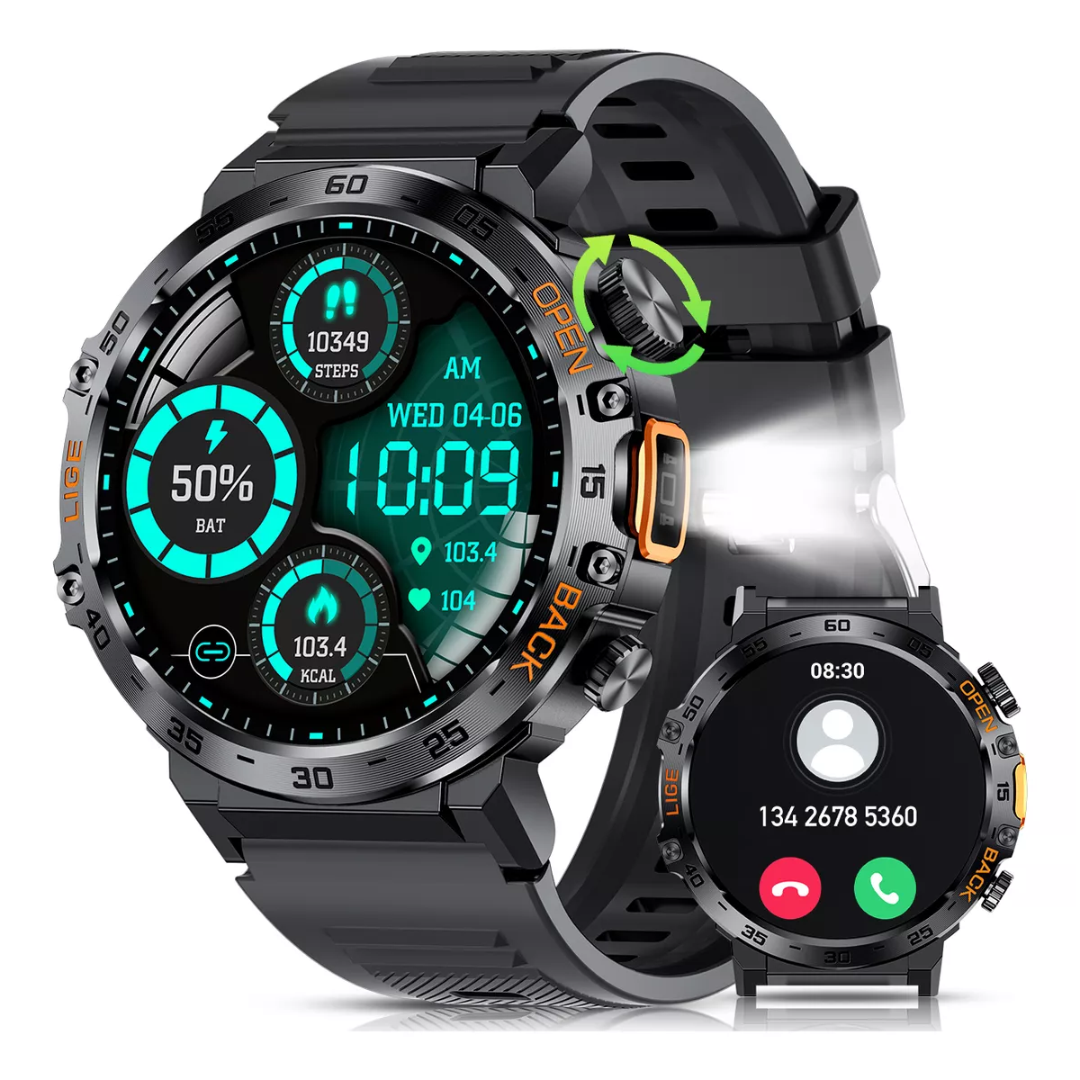 Reloj Inteligente Hombre Milita Smartwatch Linterna Deportes