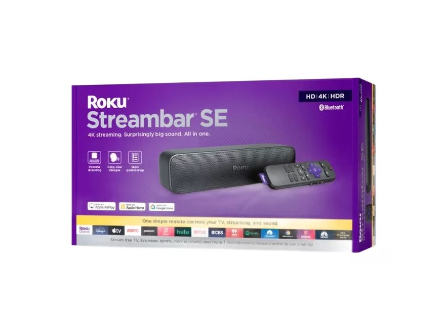 Barra De Sonido Roku Streambar SE Para TV 2 En 1, Parlantes Premium,  Claridad De Voz Mejorada, Color Negro