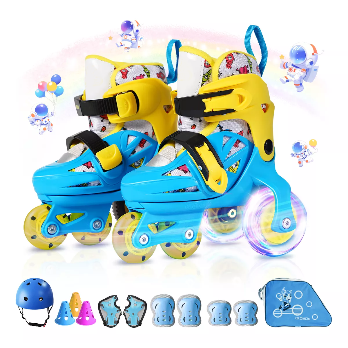 Patines 4 Ruedas Ajustable Niño Niña Con Led Protecciones Talla: XS