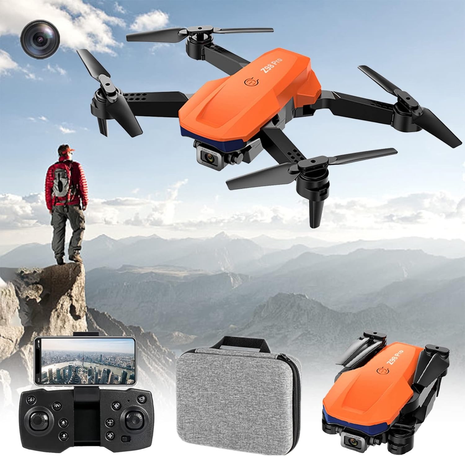 4K HD con 2 Camera RC Drone Altitude Hold 2.4GHz 4CH Cuadricóp tero plegable para principiantes