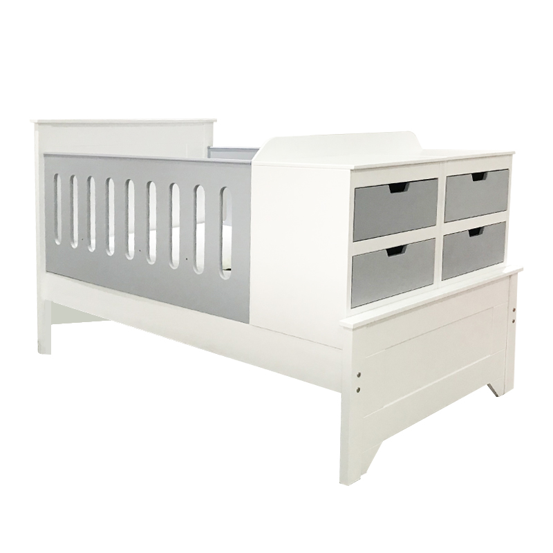 Cama Cuna de Madera para Bebé CUNABEBE Flosa Blanco Gris