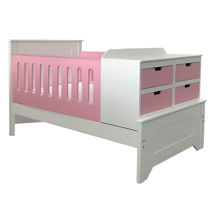 Cama Cuna de Madera para bebé CUNABEBE Flosa Blanco Rosa