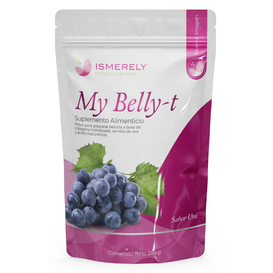 My Belly-T  Suplemento Antioxidante en Polvo con Colágeno, Biotina y Glutatión sabor Uva