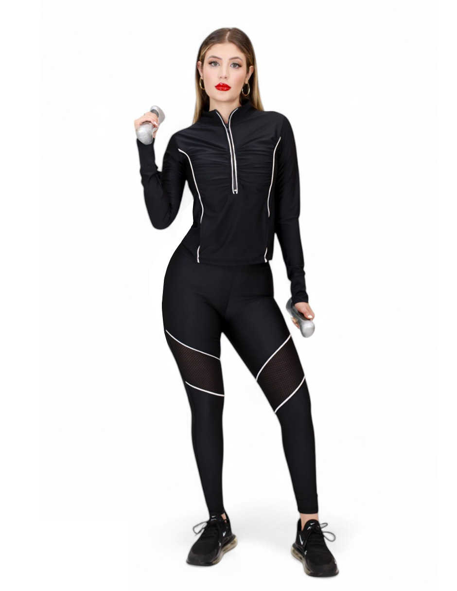 Conjunto deportivo pants 2 piezas legging y sudadera de licra para mujer