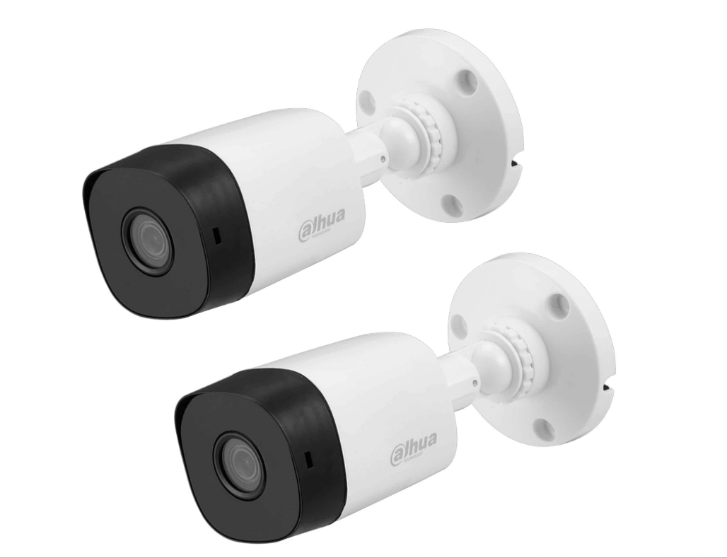 Dos Cámaras de seguridad DAHUA HAC-B1A21 con 2MP IR de 20 Mts Para Visión Nocturna Protección IP67