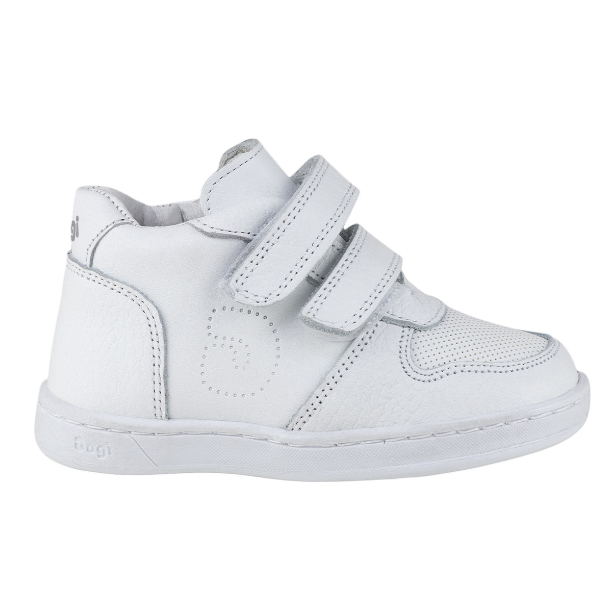 Tenis Blanco Estilo Bota Para Niño Dogi E7329 Piel Urbano Doble Velcro 13-17.5