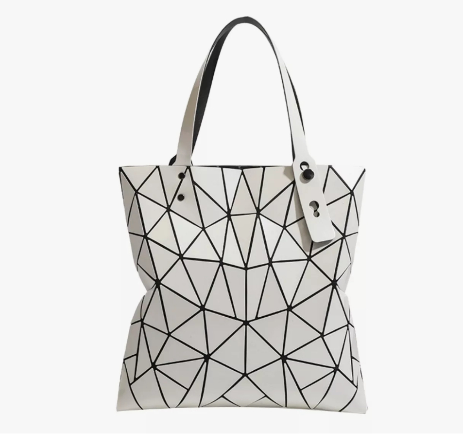 Bolso De Hombro Mujer Tote Bag Bolso Mano Rombos Geométricos Blanco