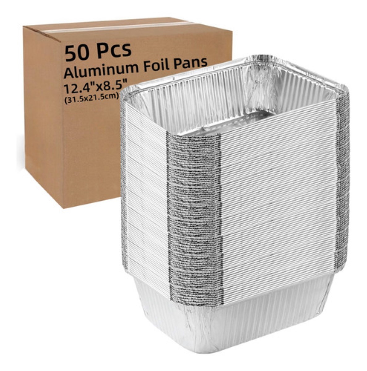 50pcs 12.4*8.5in Bandejas Para Hornear De Papel De Aluminio plata