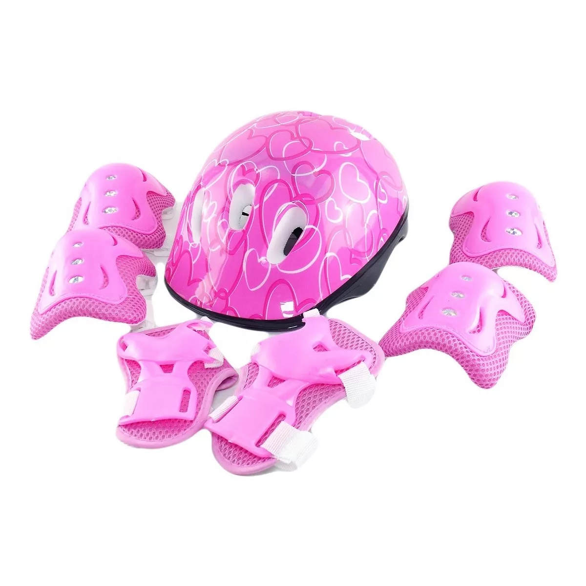 Casco Bicicleta Infantil Niños Rodillera Codera Acolchonado Rosa