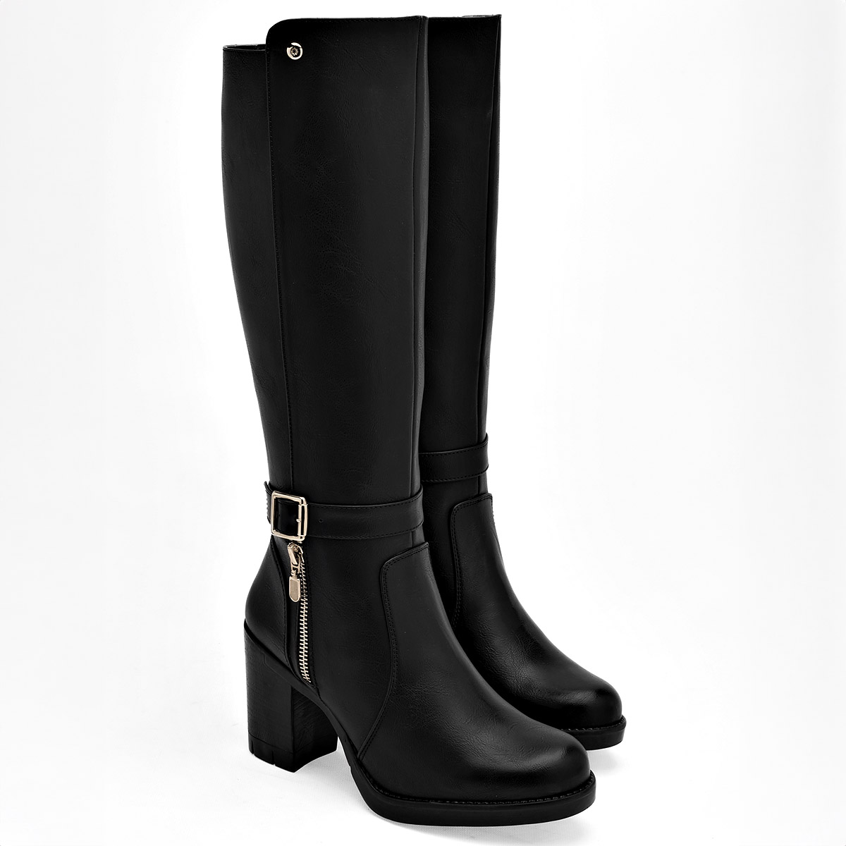 BOTA LARGA CON PLATAFORMA Y HEBILLA Moramora 1063069 Color Negro PARA ...