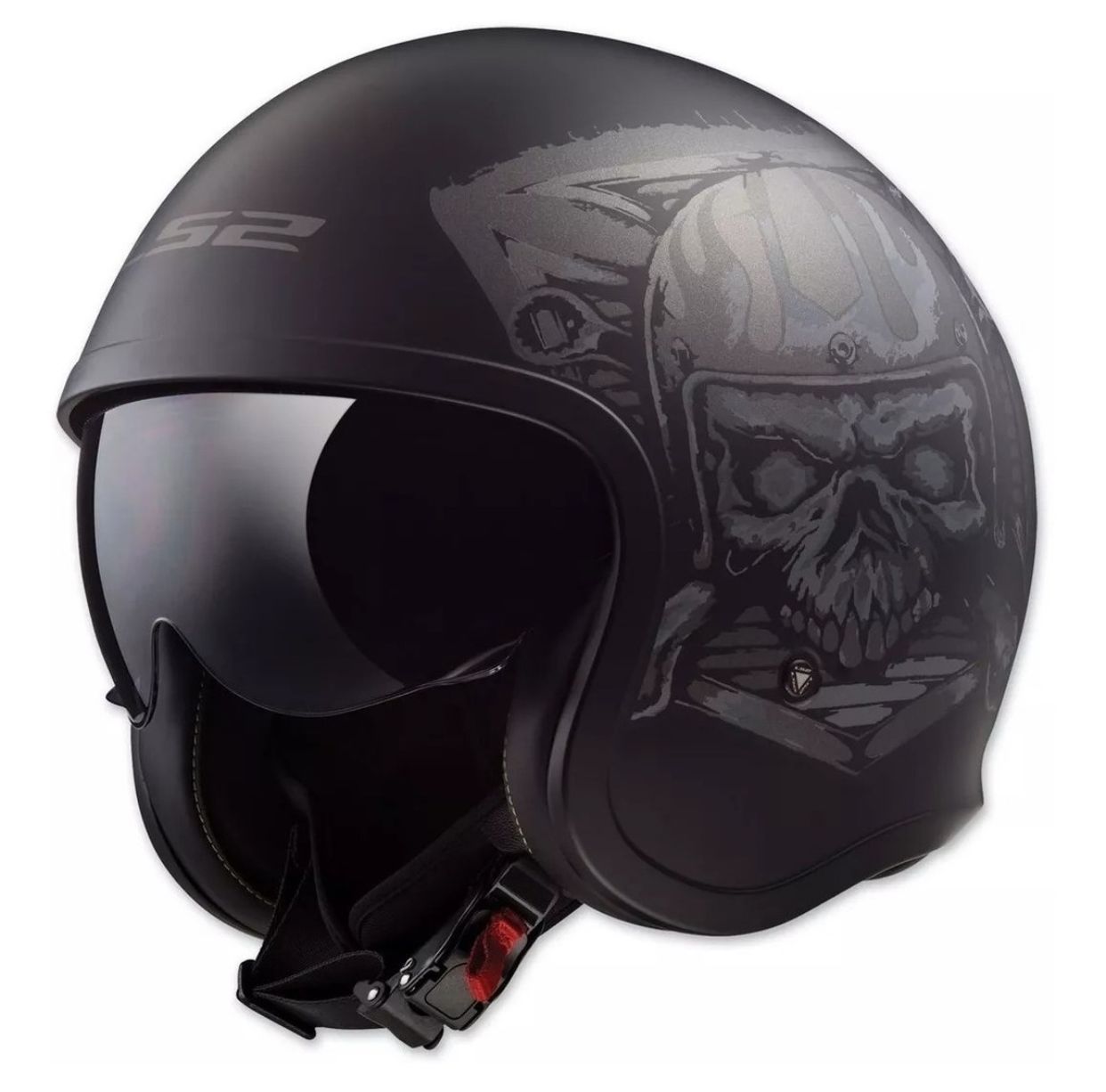 CASCO 3/4 LS2 SPITFIRE SKULL RIDER 0F599 CON GAFAS TALLA XL