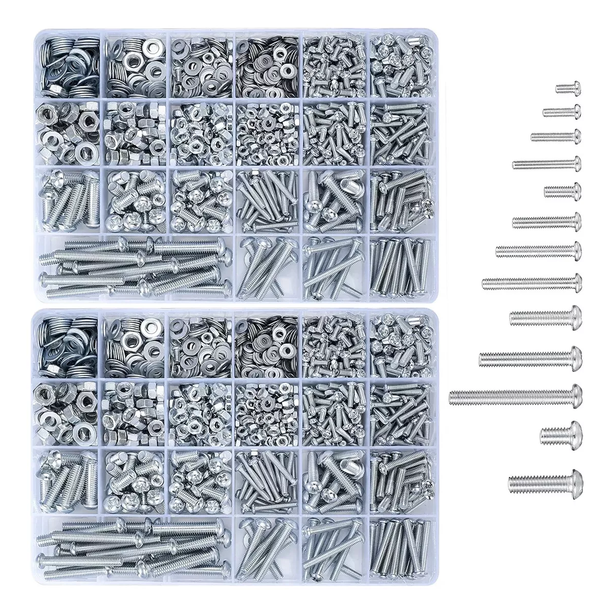 Kit Surtido De 2224 Piezas De Tornillos, Pernos Y Tuercas