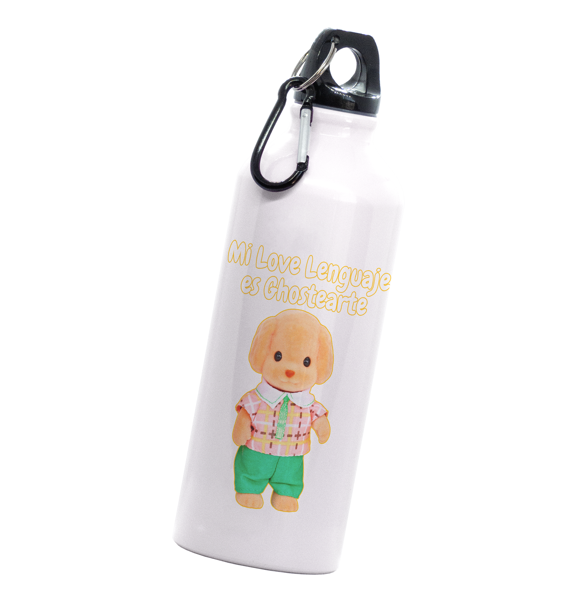 INESTAMPABLE Botella ternurin mi love lenguaje es ghostearte | Frase meme divertida | Sylvanian muñeco afelpado | divertido regalo | Botella Deportiva | 600 Ml | Bebidas Frías