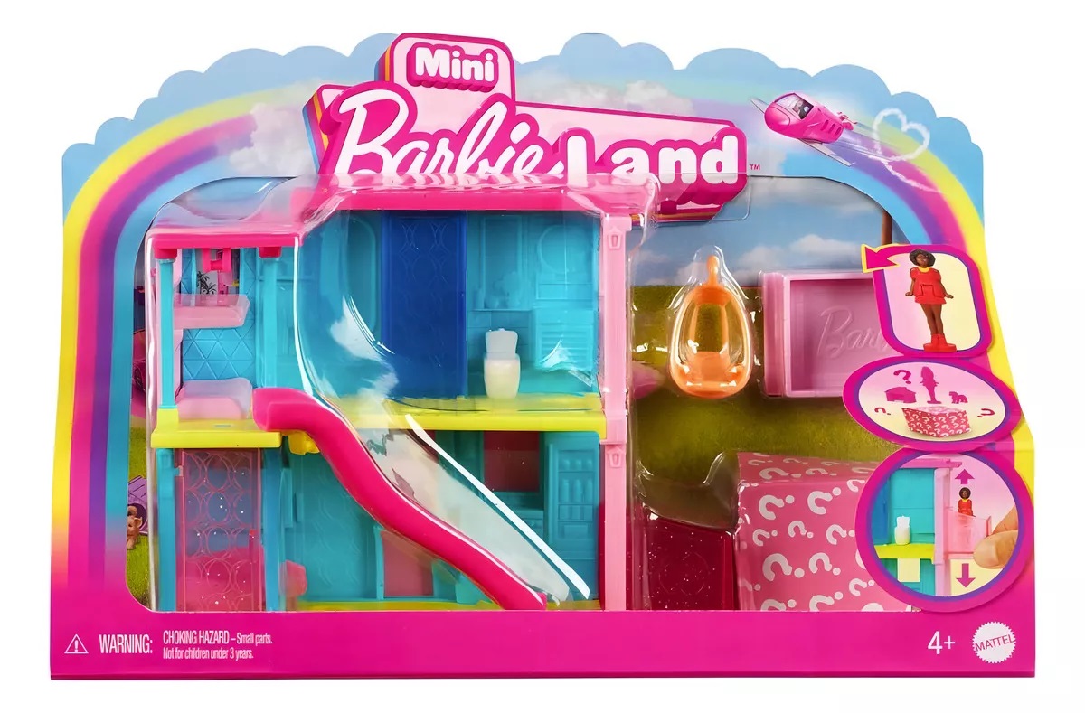 Barbie Mini Barbieland Casa De Muñecas Azul Y Amarilla Color Rosa Chicle