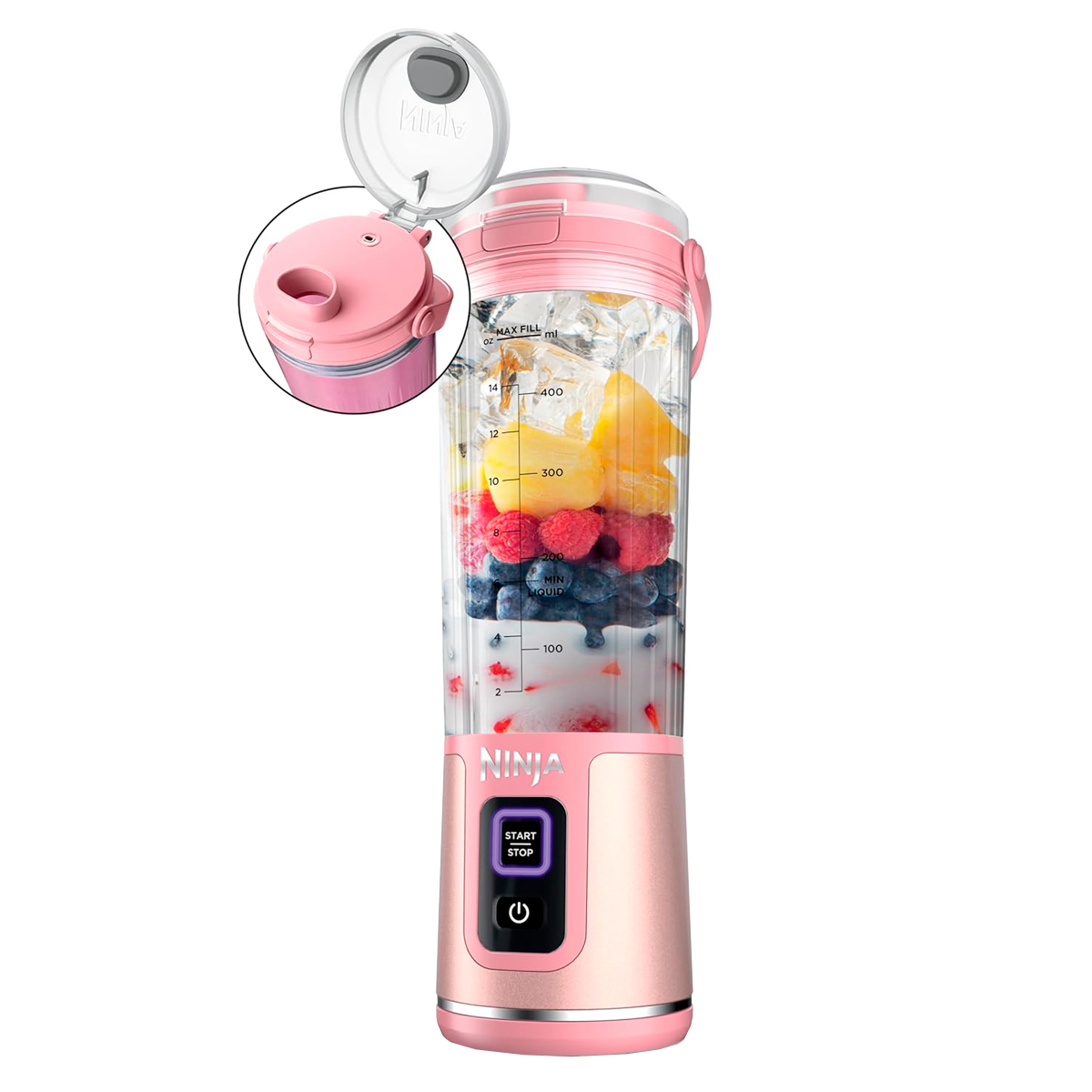 Licuadora Ninja Portátil 532ml Rosa BC151PP Recargable USB Reacondicionado