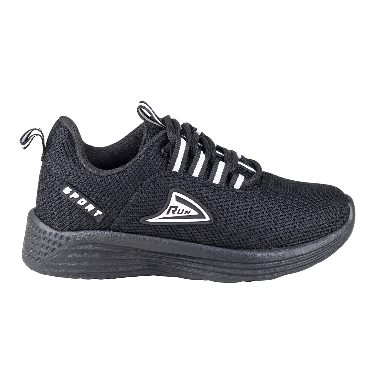 Tenis Running Negro Niño Deportivo Run Premium Textil 380 Negro