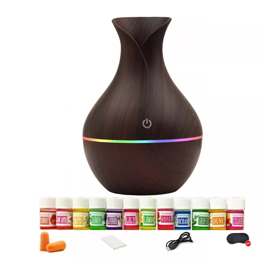 Humidificador Difusor De Aceites Esenciales Eléctricos Café