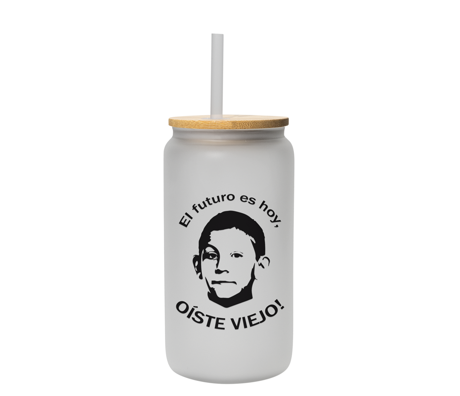Vaso dewey el futuro es hoy | oiste viejo | lata satinado con popote | 500 ml | Frase divertida