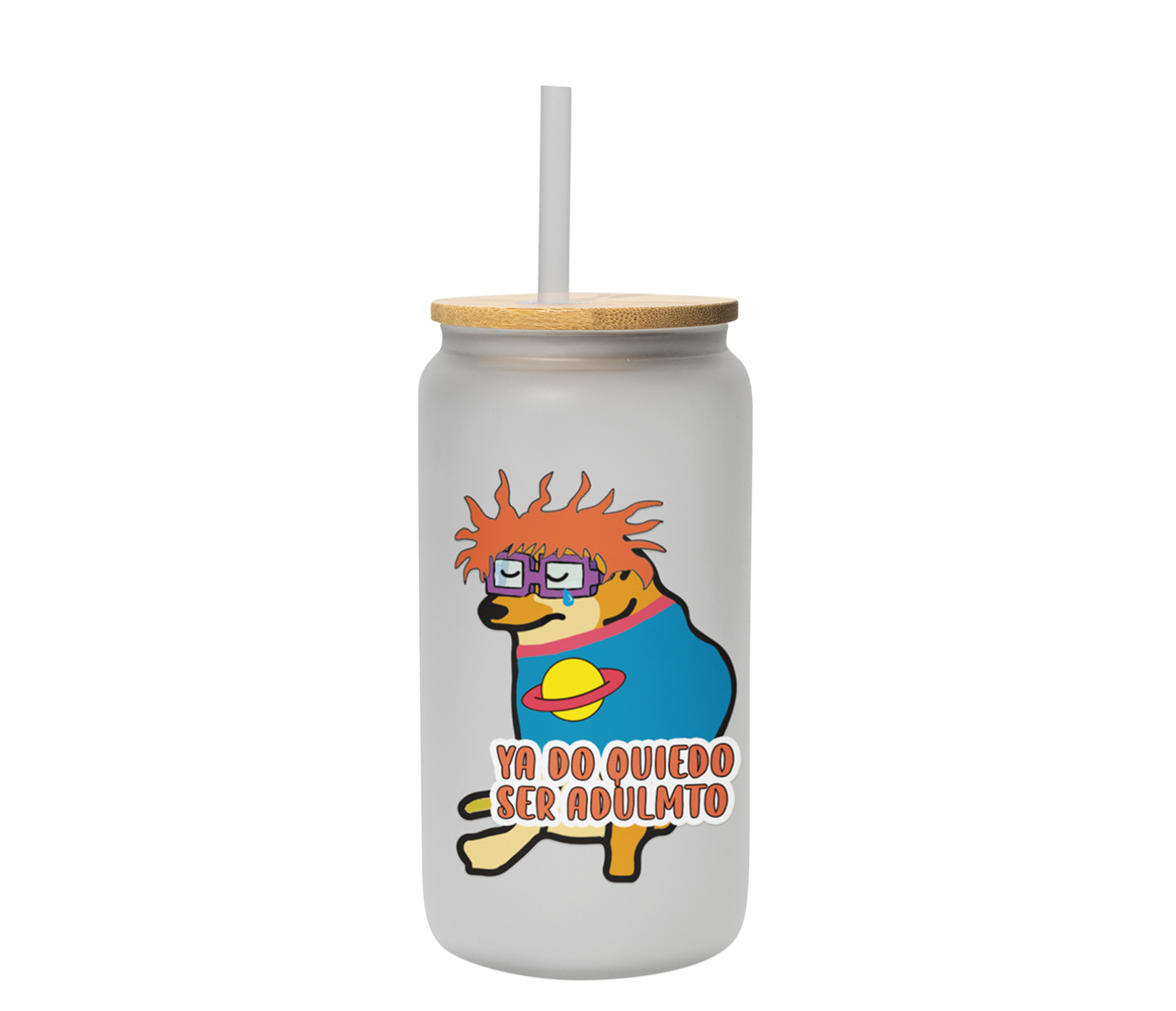 Vaso cheems ya do quiedo ser adulmto | perrito doge carlitos | lata satinado con popote | 500 ml | Frase divertida