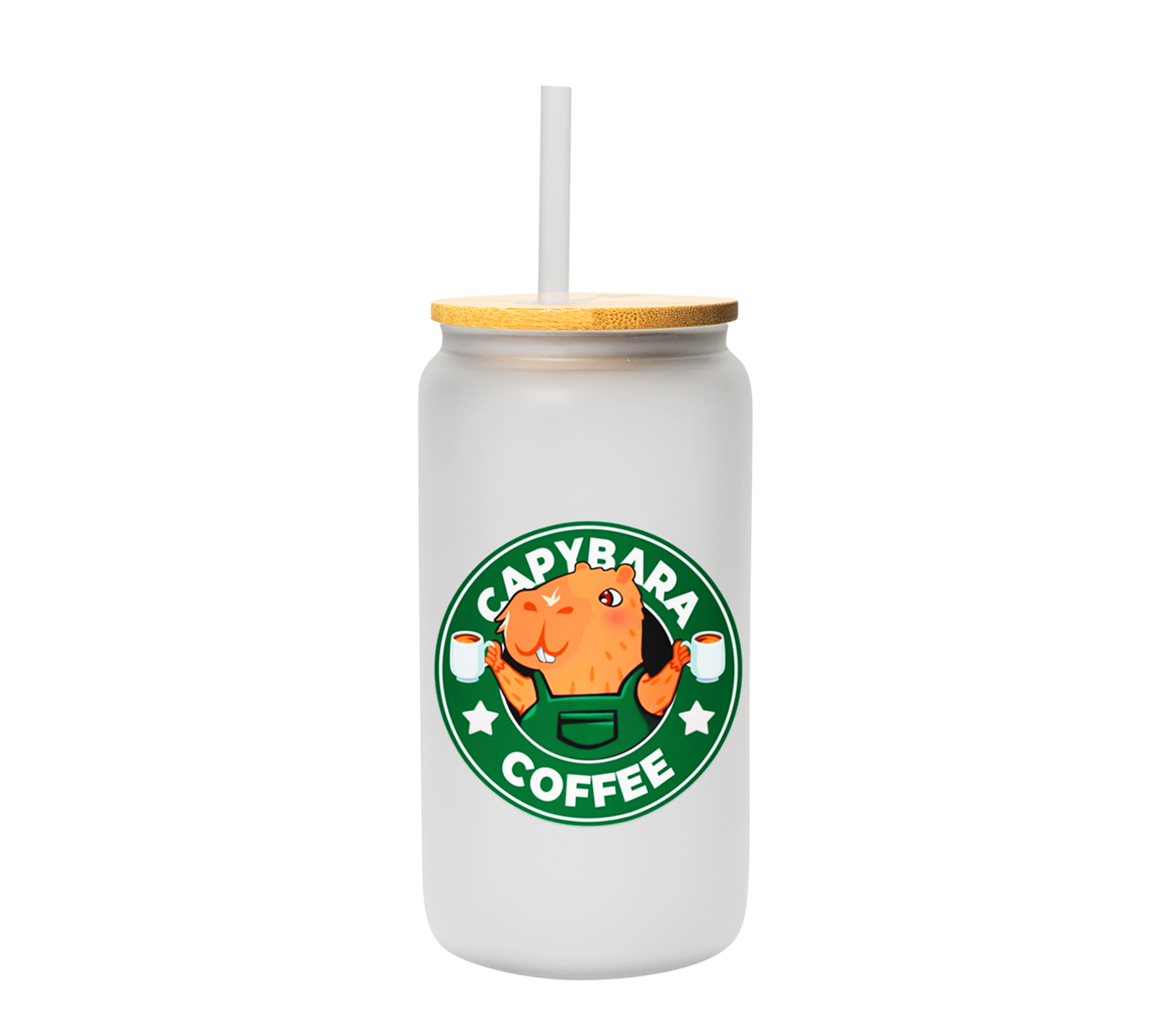 Vaso capybara coffee | café capy | lata satinado con popote | 500 ml | Frase divertida
