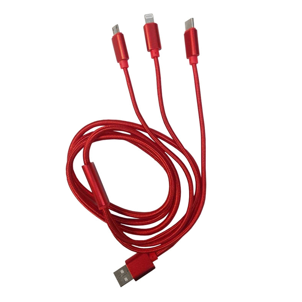 Cable Cargador 3 en 1 USB Tipo C Lightning V8 1 Metro Flexible y Resistente Color Fucsia