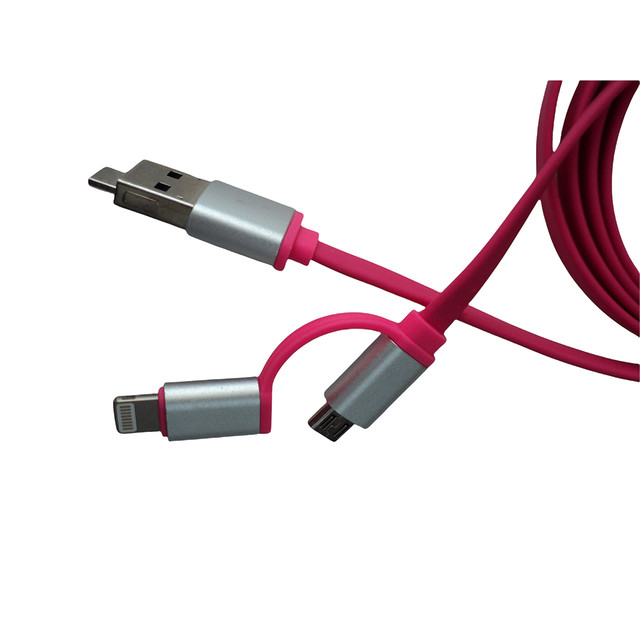 Cable 4 en 1 USB Micro USB V8 Lightning Universal Compatible iPhone 5 y Más Color Rosa