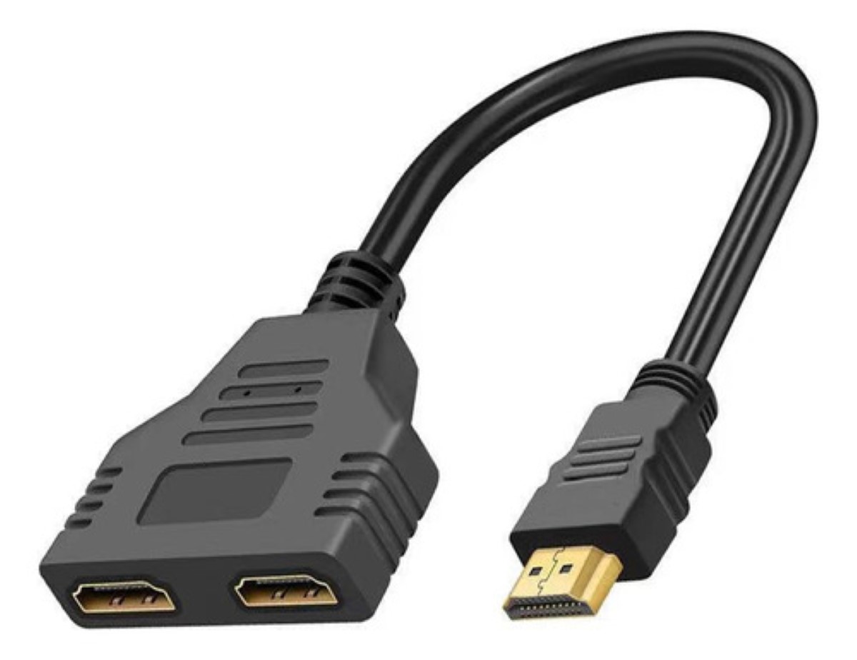 Adaptador 1080p Macho A 2 Hembra Splitter Doble Salida NEGRO