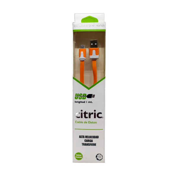 Cable Citric Micro USB 1 Metro  Alta Velocidad Carga USB Naranja