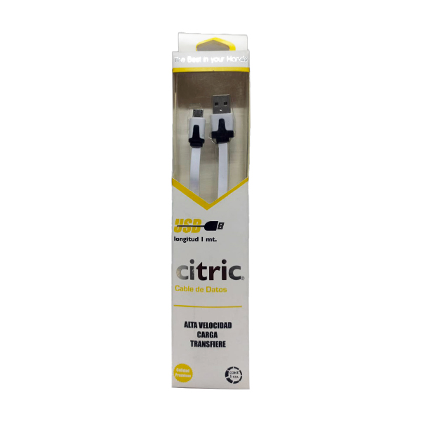 Cable Citric Micro USB 1 Metro  Alta Velocidad Carga USB Blanco