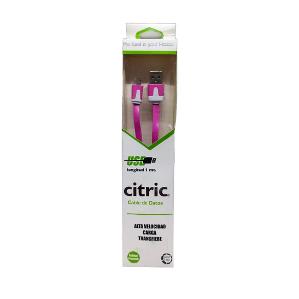 Cable Citric Micro USB 1 Metro  Alta Velocidad Carga USB Rosa