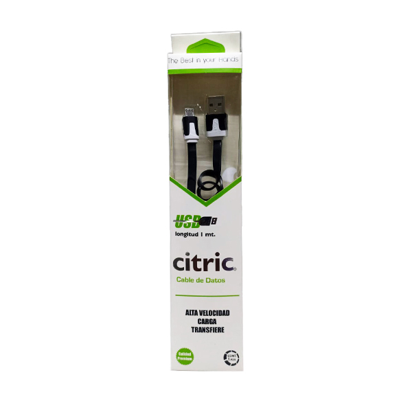 Cable Citric Micro USB 1 Metro  Alta Velocidad Carga USB Negro