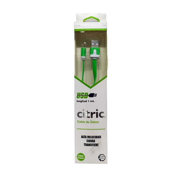 Cable Citric Micro USB 1 Metro  Alta Velocidad Carga USB Verde