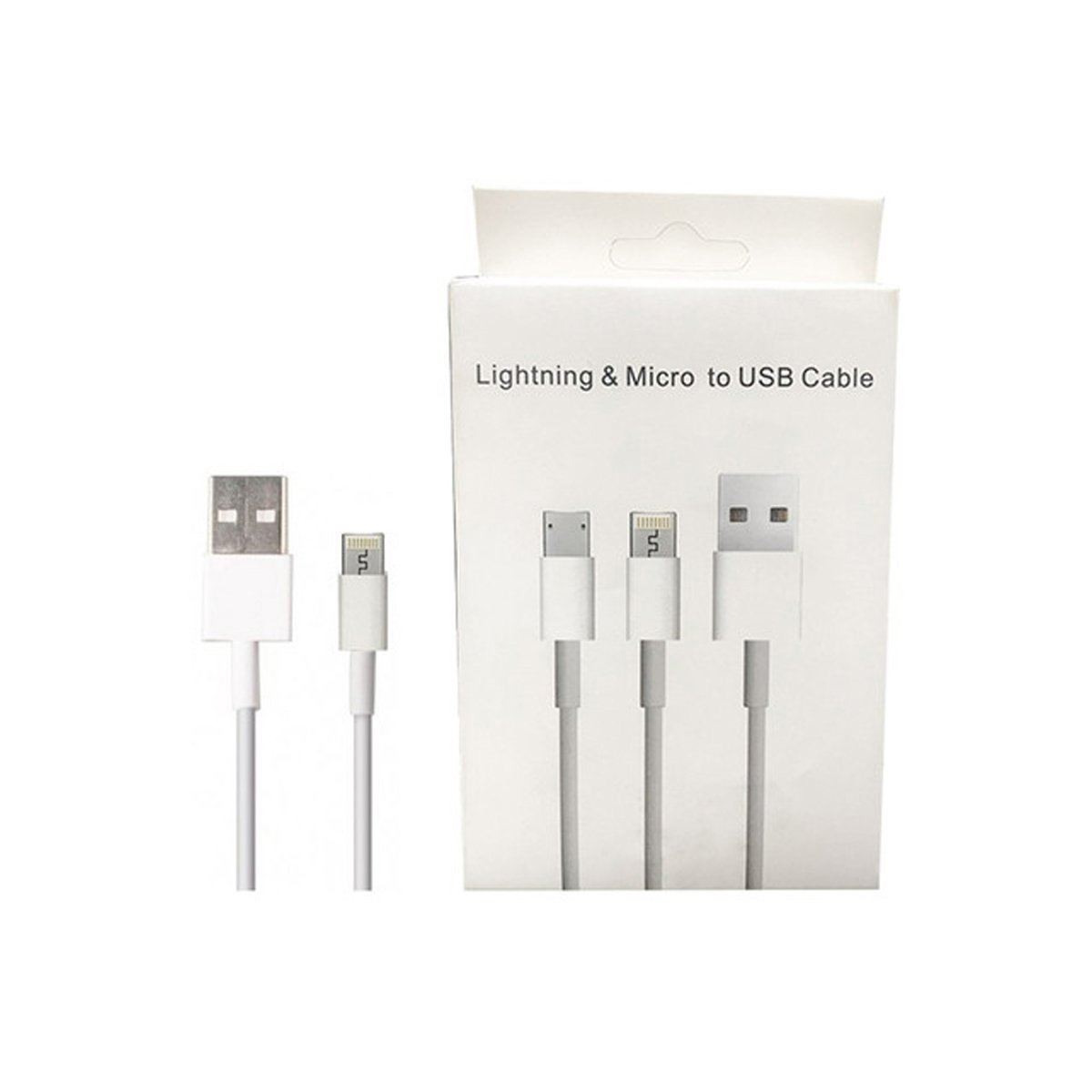 Cable Dual Lightning y Micro USB Compatible con iPhone y Android de 1 Metro