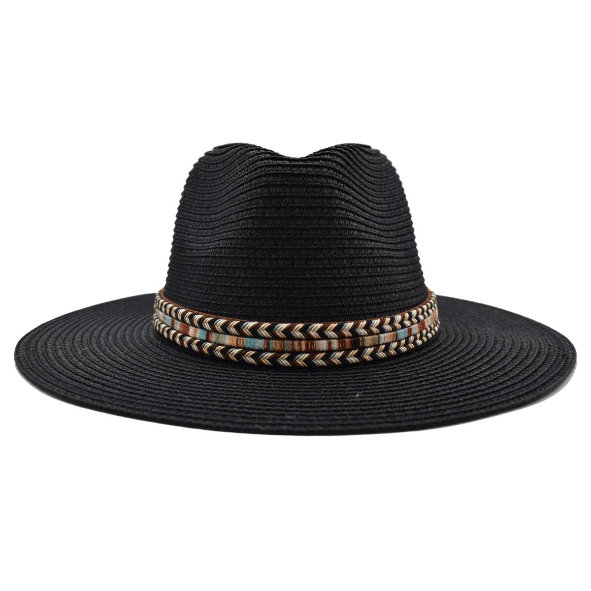 Sombrero Fedora Negro Detalle de Cinta Multicolor 