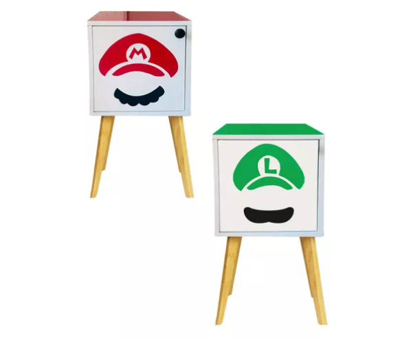 Buro Recamara Niños Mario Y Luigi Decorativo Organizador Led