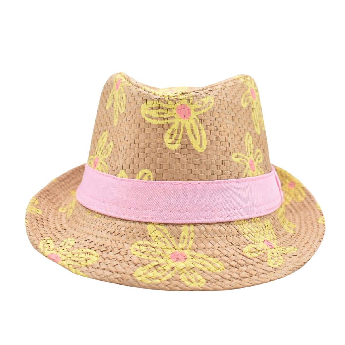 Sombrero Fedora Estampado de Flores Detalle de Cinta para Niña 